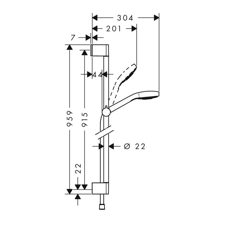 Душевой комплект Hansgrohe, хром, 71400000/71070000/26594400