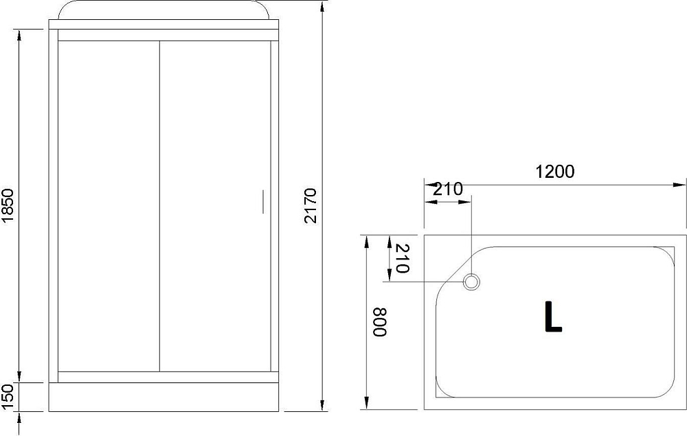 Душевая кабина 120х80 см Royal Bath HP RB8120HP6-BT-CH-L стекло прозрачное