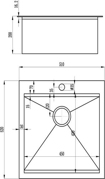 Кухонная мойка Zorg Master X ACTIS 51х52х20 ZM X-5152