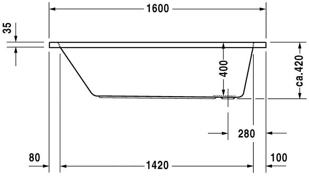 Акриловая ванна Duravit D-Code 160х70 700096000000000 белый