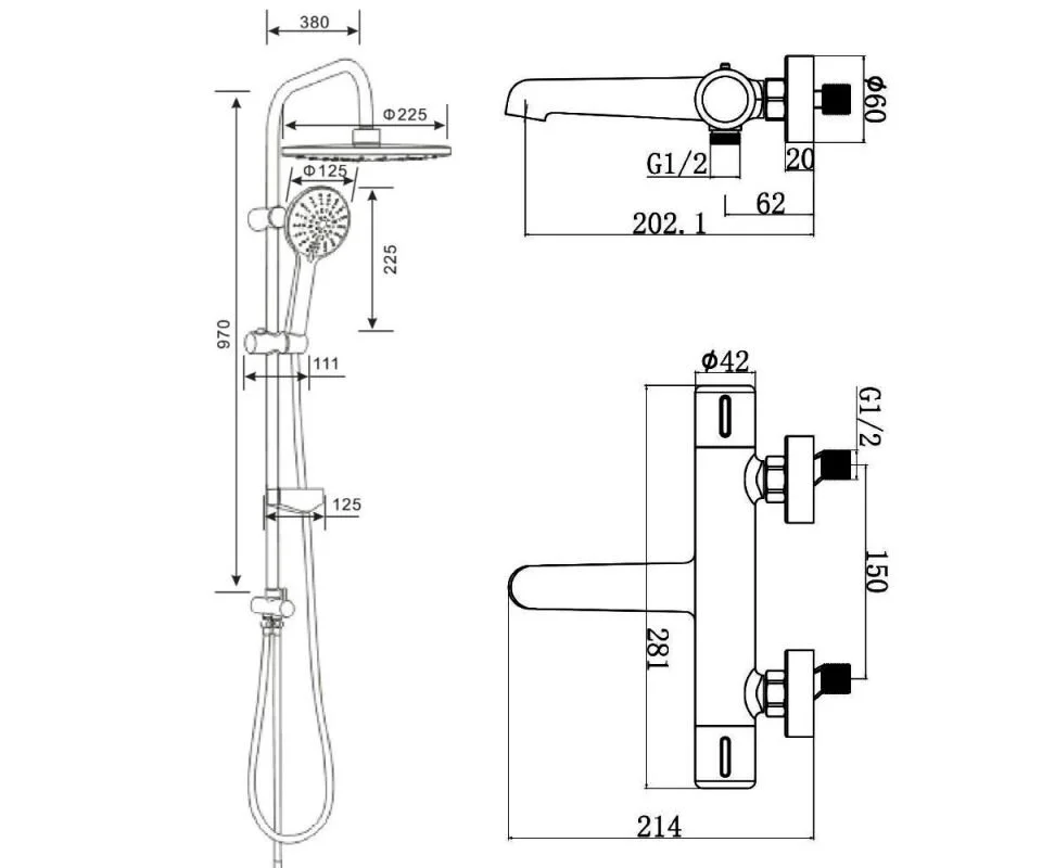 Душевая система Agger Thermo A2493500 хром