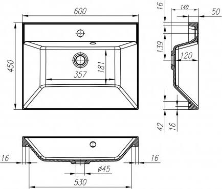 Раковина мраморная Belbagno BB600/450-LV-MR-AST