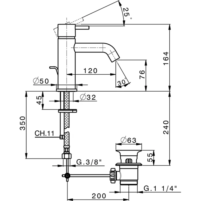 Смеситель для раковины Cisal Less New LN00051040 черный