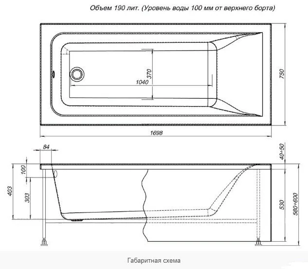 Акриловая ванна Aquanet Bright 232982 белый