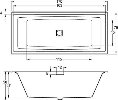 Акриловая ванна Riho Still Square 170x75 B100003005 подголовник справа