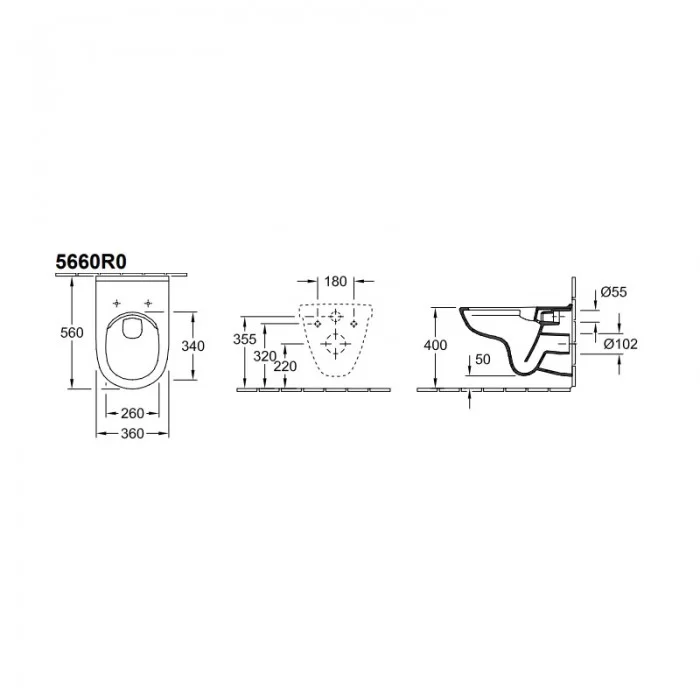 Унитаз подвесной с инсталляцией Villeroy & Boch O.Novo 5660D201, белый, кнопка хром