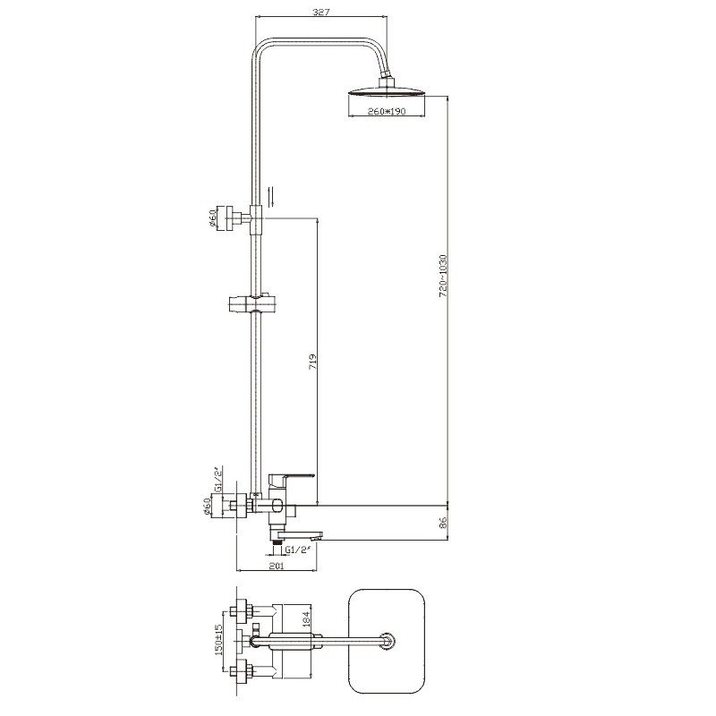 Душевая система Haiba HB2402 хром