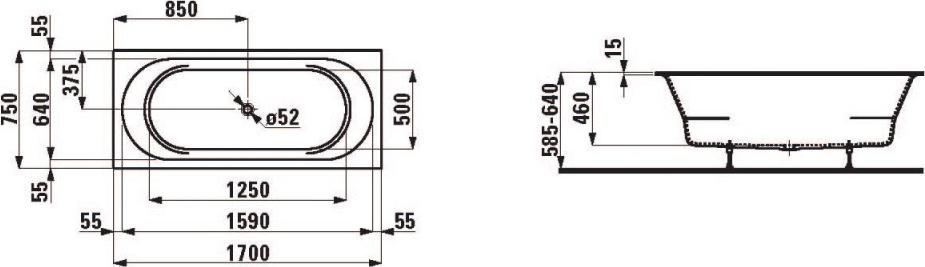 Акриловая ванна Laufen Pro 180x80 см 2.4095.0.000.000.1