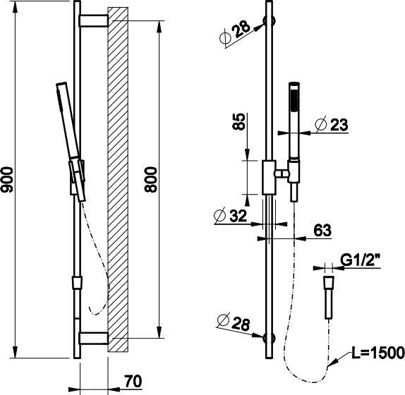 Душевой гарнитур Gessi Anello 63484#031, хром