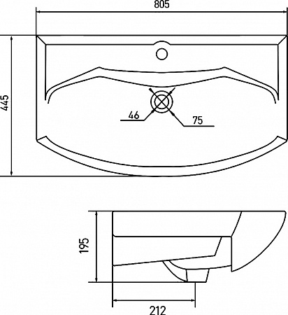 Тумба с раковиной Aquaton Рико 80 1A2154K1RIB90, белый/ясень фабрик