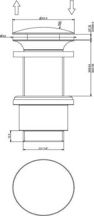 Донный клапан для раковины Gessi Technical Accessories 01423#031, хром