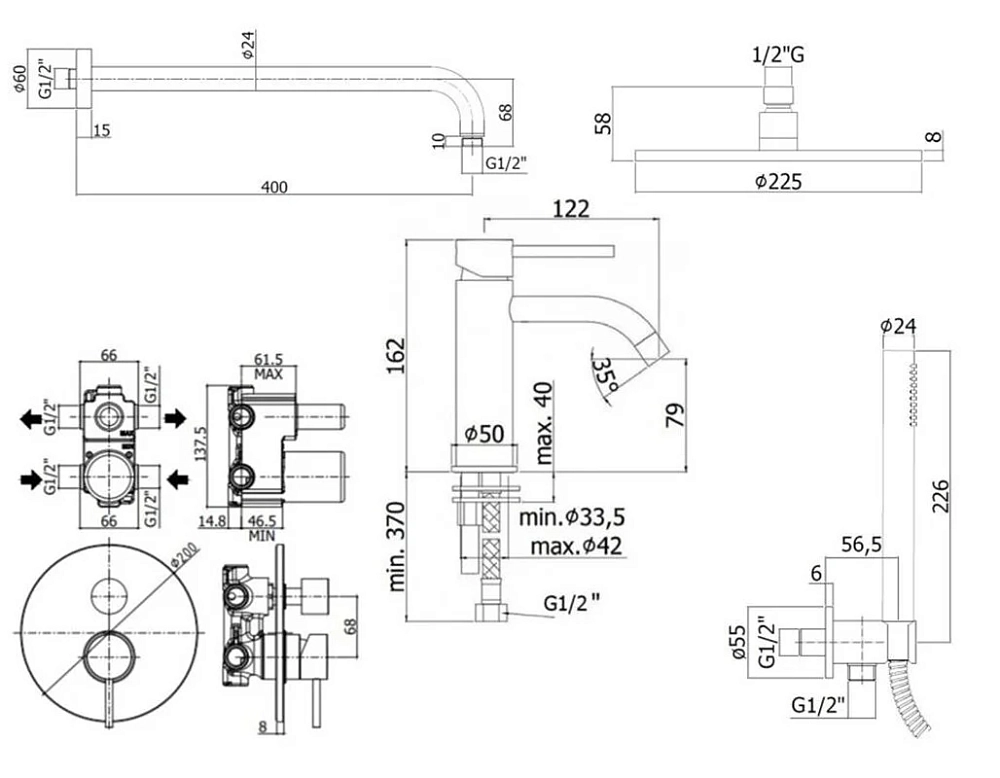 Душевая система Paffoni KIT LIG KITLIG018BO071 белый