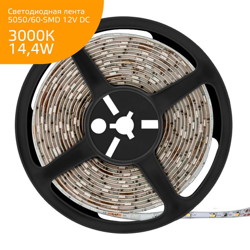 Светодиодная лента Gauss 14,4W/m 60LED/m 5050SMD теплый белый 5M 355000114