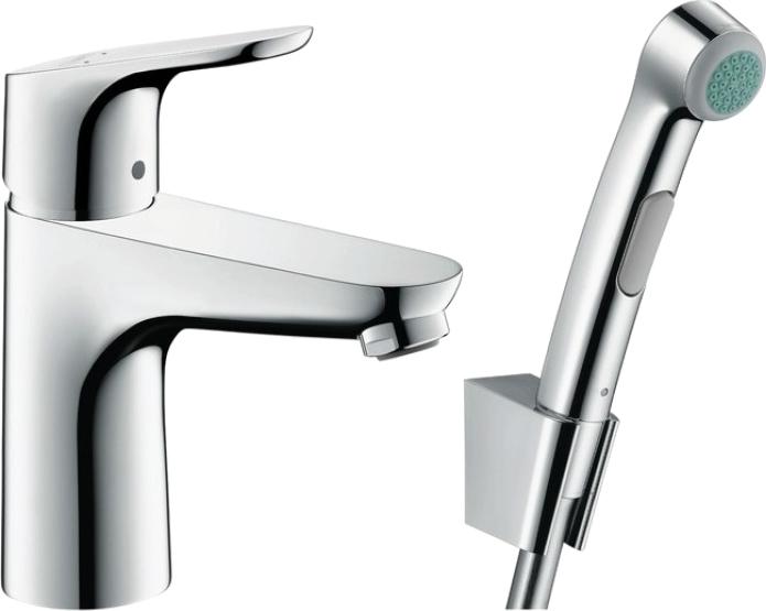 Смеситель для раковины Hansgrohe Focus 31927000 с гигиеническим душем с донным клапаном Push-Open, хром