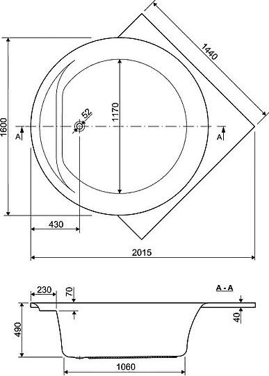 Акриловая ванна Cezares Fi Corner FI 160х160 CORNER-160-160-49