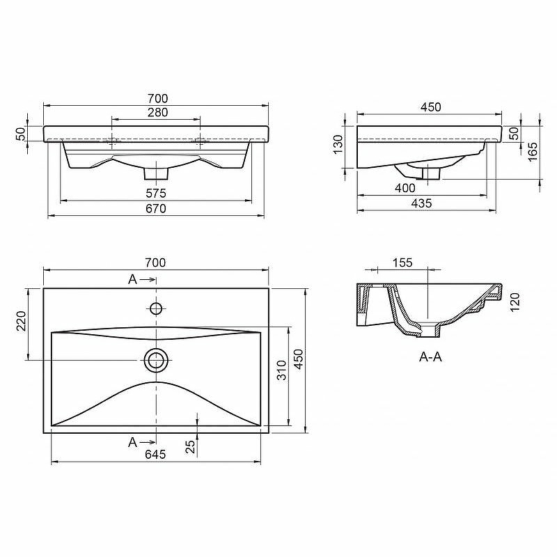 Раковина BelBagno BB-0321-70-LVB 70 см, белый