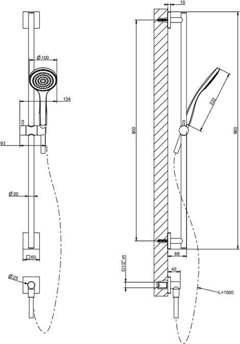 Душевой гарнитур Gessi Rilievo 59242#031, хром