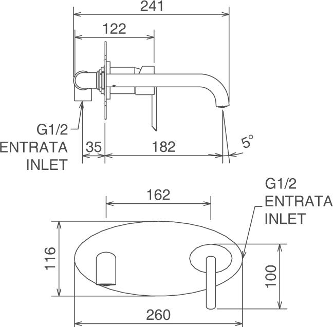 Смеситель La Torre Ovaline 26200.CR с внутренней частью для раковины