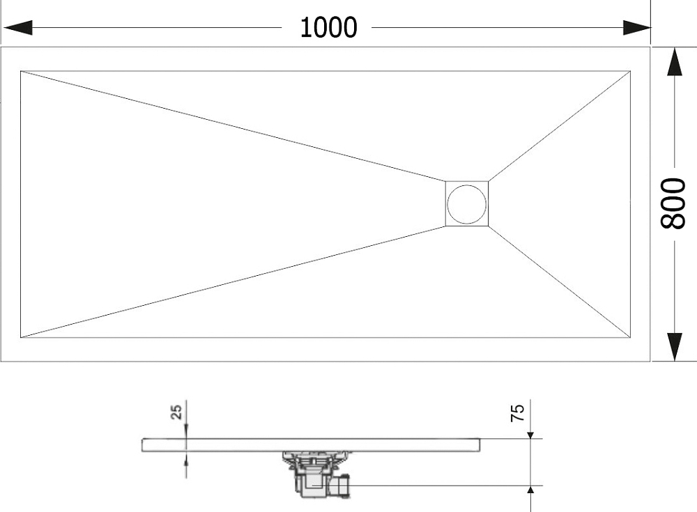 Поддон для душа RGW Stone Tray ST-0108G 80х100 с сифоном