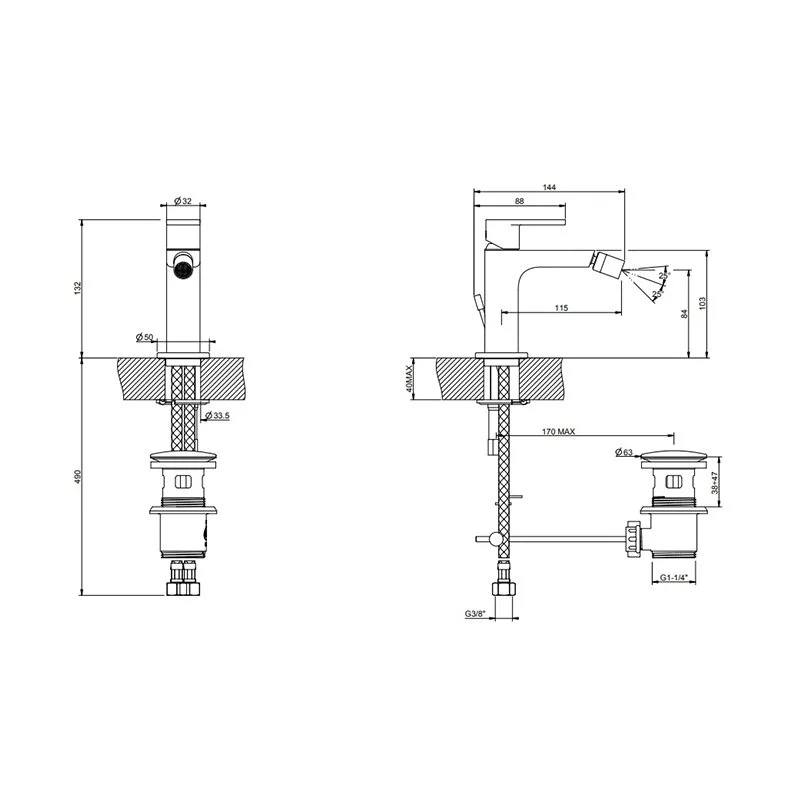 Смеситель для биде Gessi Via Manzoni 38607/299 черный