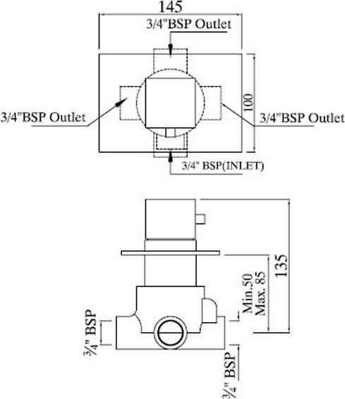 Запорный/переключающий вентиль Jaquar Kubix KUB-CHR-35287