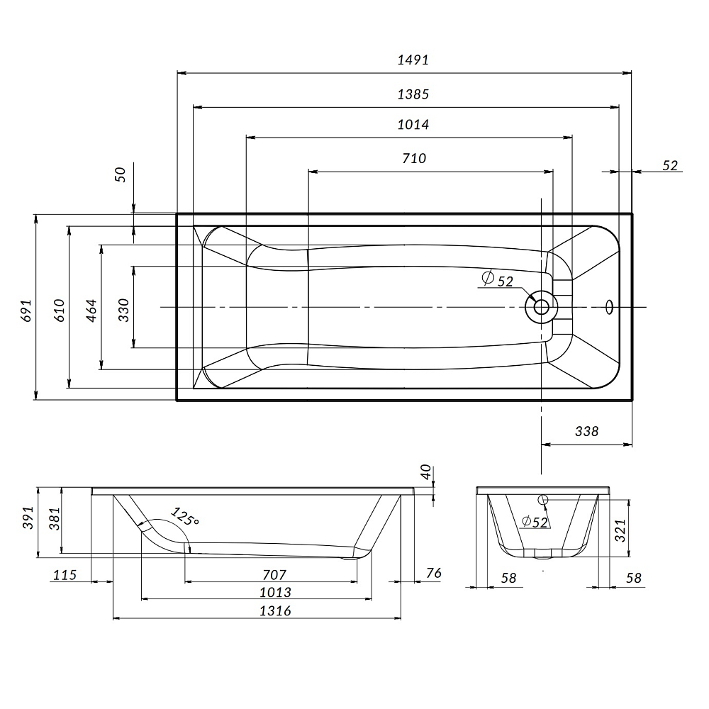 Акриловая ванна Am.Pm Gem 150x70 W90A-150-070W-A1, белый