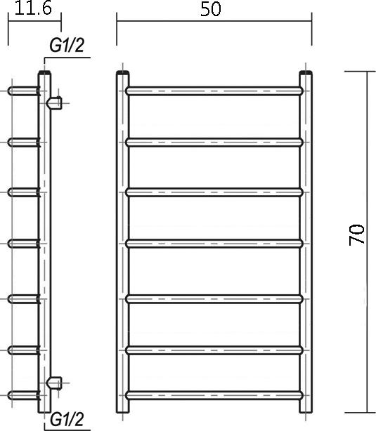 Полотенцесушитель водяной Domoterm Калипсо П7 50x70 античная бронза