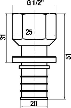 Переходник Stout SFA 0019 20xG 1/2" аксиальный с накидной гайкой