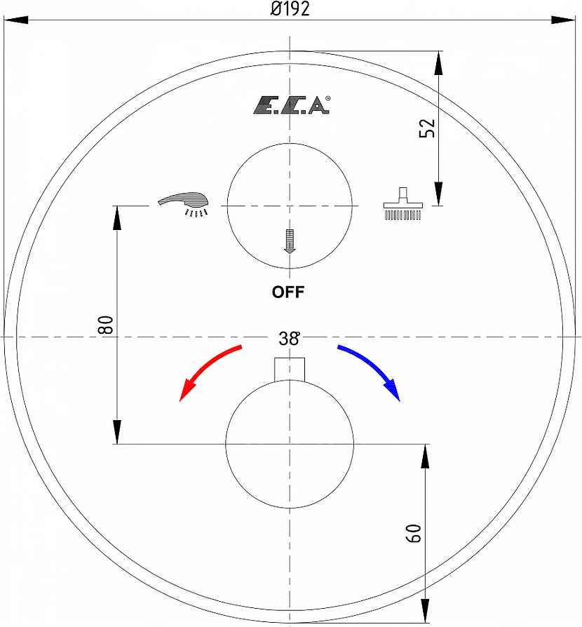 Смеситель для ванны E.C.A. 102167215EX-YDE термостатический, хром