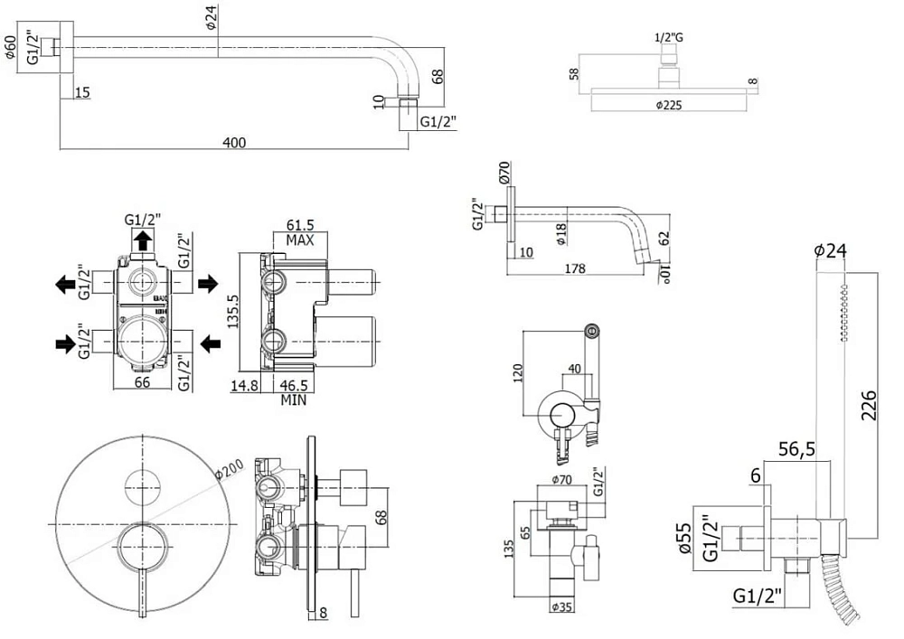 Душевая система Paffoni KIT LIG KITZLIG019CR045 хром