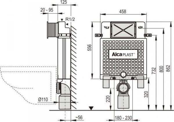 Инсталляция для унитаза AlcaPlast Alcamodul A100/850