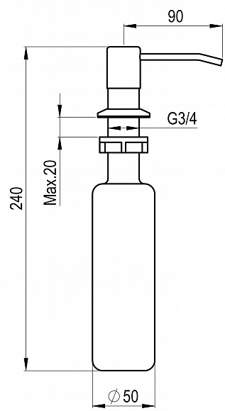 Дозатор жидкого мыла Granula 1403,СЛАНЕЦ серый