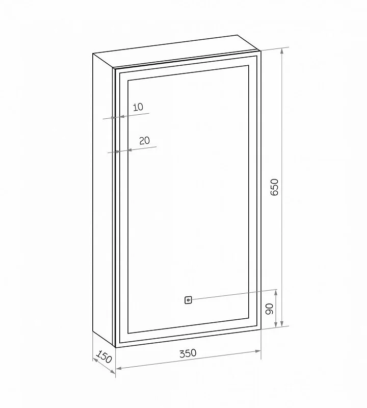 Зеркальный шкаф Art&Max Techno AM-Tec-350-650-1D-L-DS-F белый