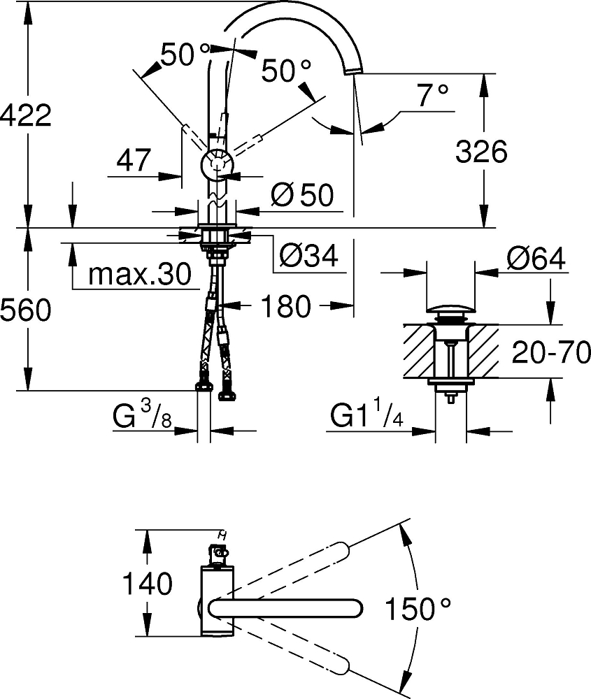 Смеситель для раковины Grohe Atrio New 32647DC3 суперсталь