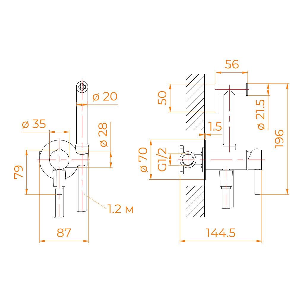 Гигиенический душ со смесителем RGW Shower Panels 581408211-06 золото