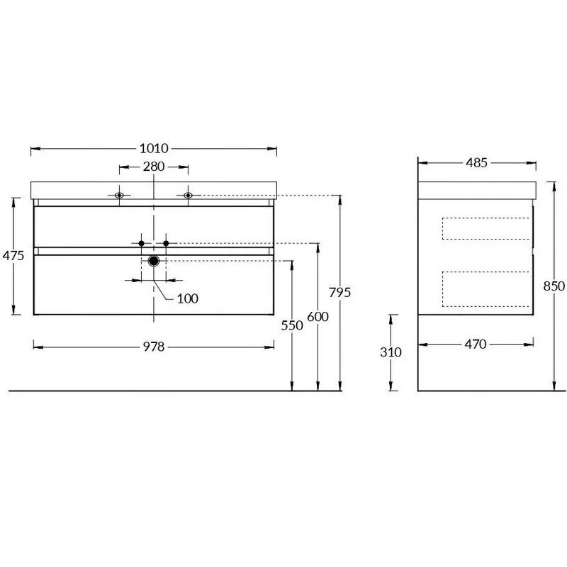 Тумба под раковину Kerama Marazzi Cubo CUB.100.2\WHT.M белый