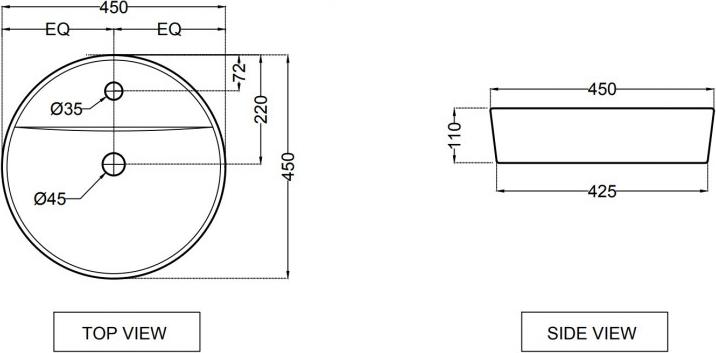 Раковина чаша 45 см Jaquar JDS-WHT-25939