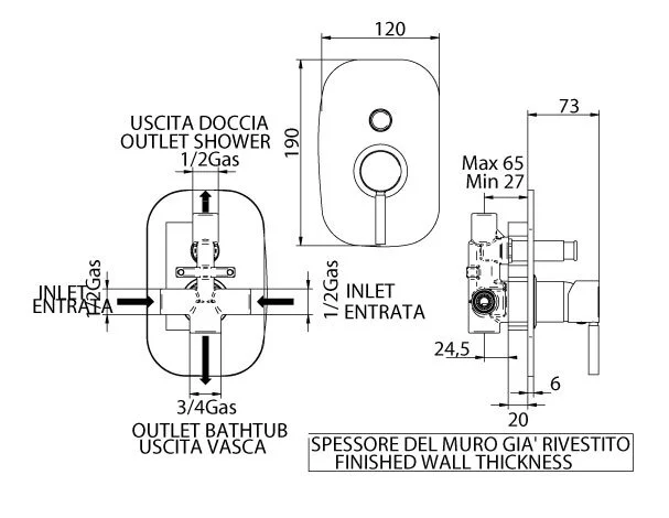 Смеситель для ванны с душем Bandini Coco 154620PN00-1 хром