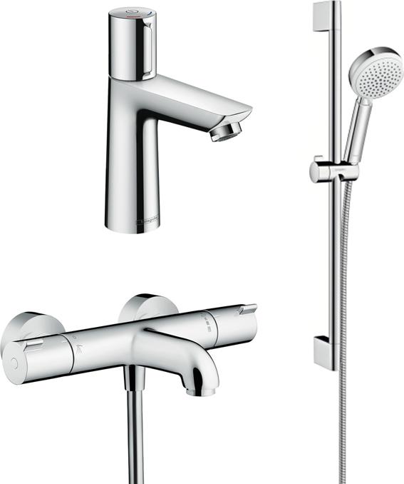 Комплект для ванной Термостат Hansgrohe Ecostat 13201000 + Смеситель Hansgrohe Talis Select E 71750000 + Душевой гарнитур Hansgrohe Crometta 26651400