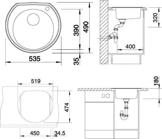 Кухонная мойка Blanco Rondoval 513313 сталь