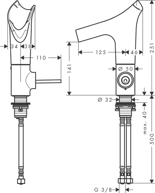 Смеситель для раковины Axor Starck V 12112990, золото