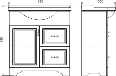 Мебель для ванной Comforty Севилья 85 слоновая кость