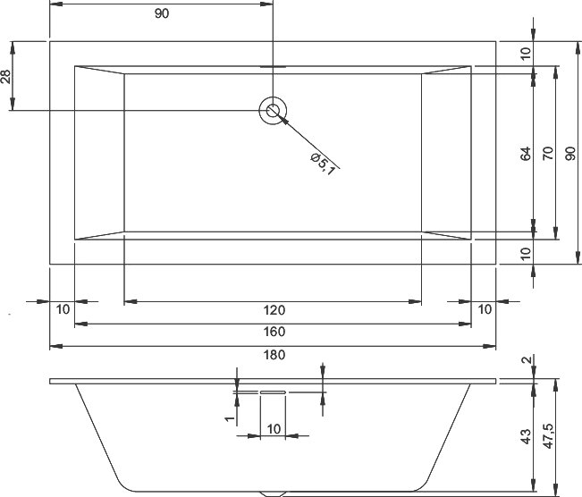 Акриловая ванна Riho Rething Cubic B107001005 180x90