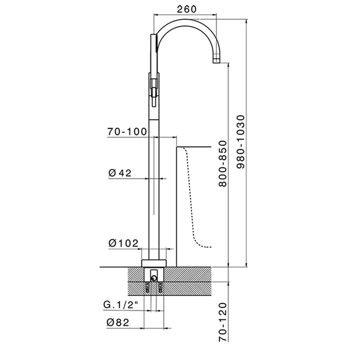 Смеситель для ванны с душем Cisal Slim SM00420021 хром