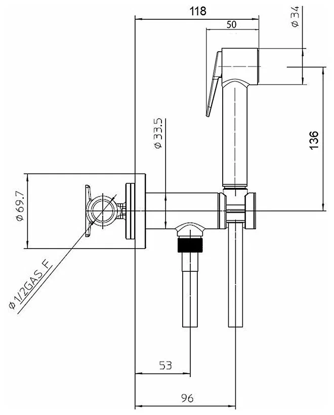 Гигиенический душ Bossini Paloma Brass E34007B.073, черный матовый