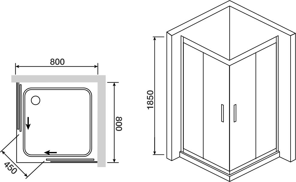 Душевой уголок RGW Classic CL-32 80x80x185 стекло прозрачное