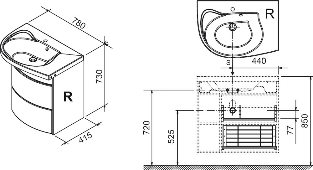 Тумба под умывальник Ravak Rosa Comfort SDU R белая X000000329