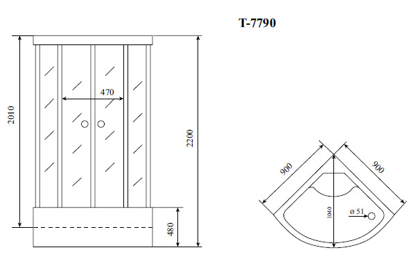 Кабина душевая Timo Lux T-7790