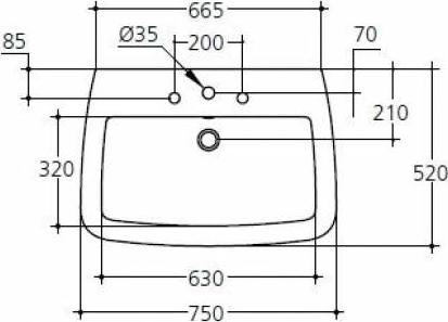 Раковина Ideal Standard Ventuno T043401 75 см