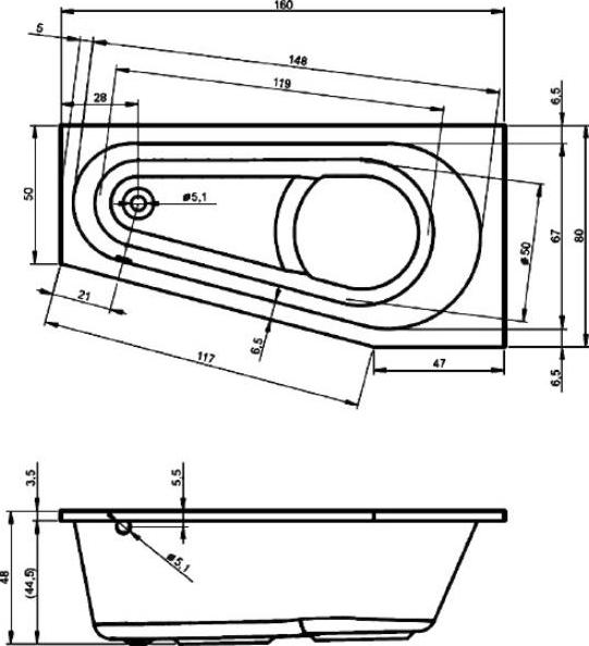 Акриловая ванна Riho Delta L 160x80